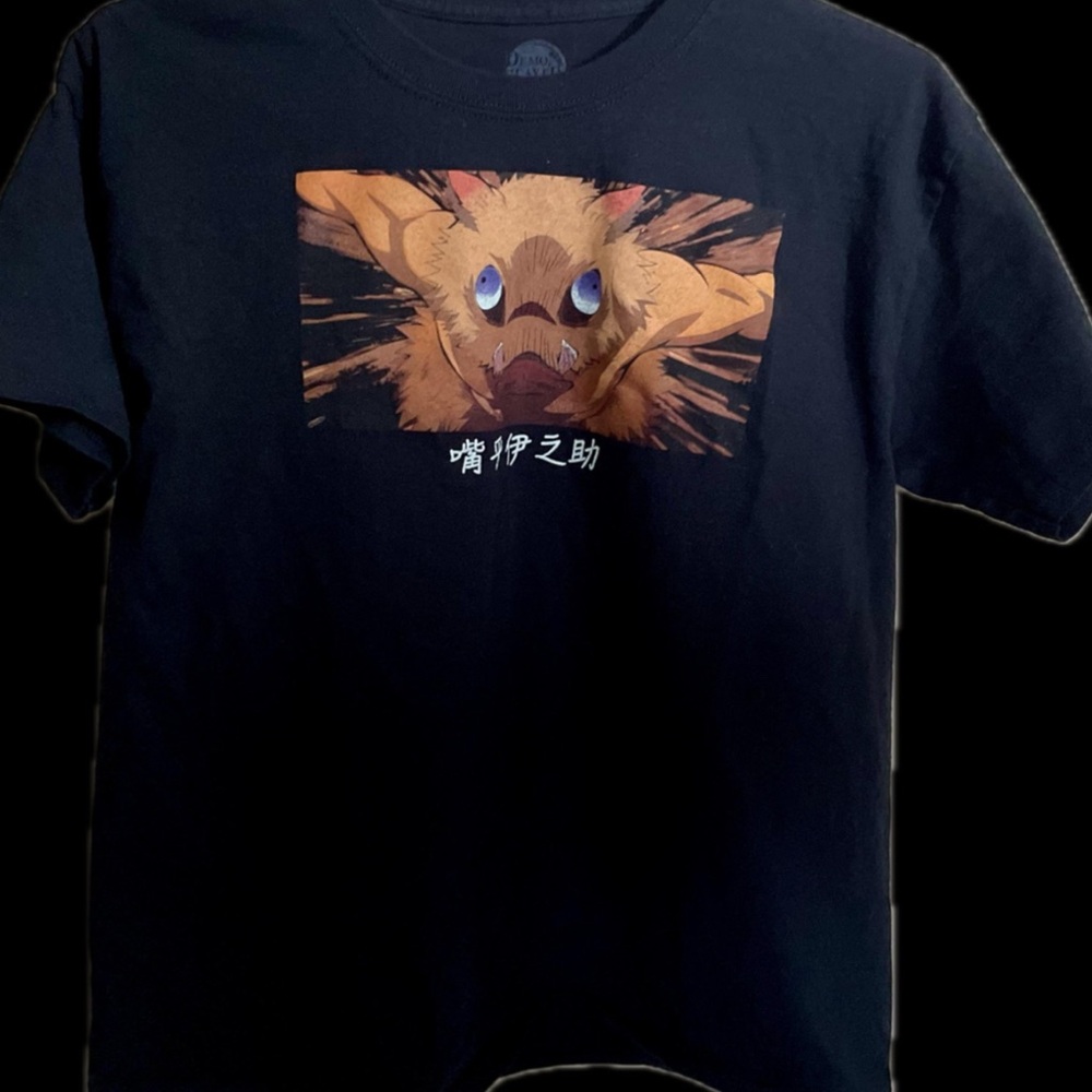 Source Unknown Black Tee with Anime Graphic